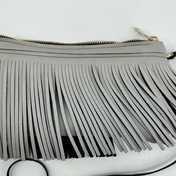 Save My Bag Neoprene Fringe Crossbody Bag Clutch Grey Made in Italy - Picture 8 of 11